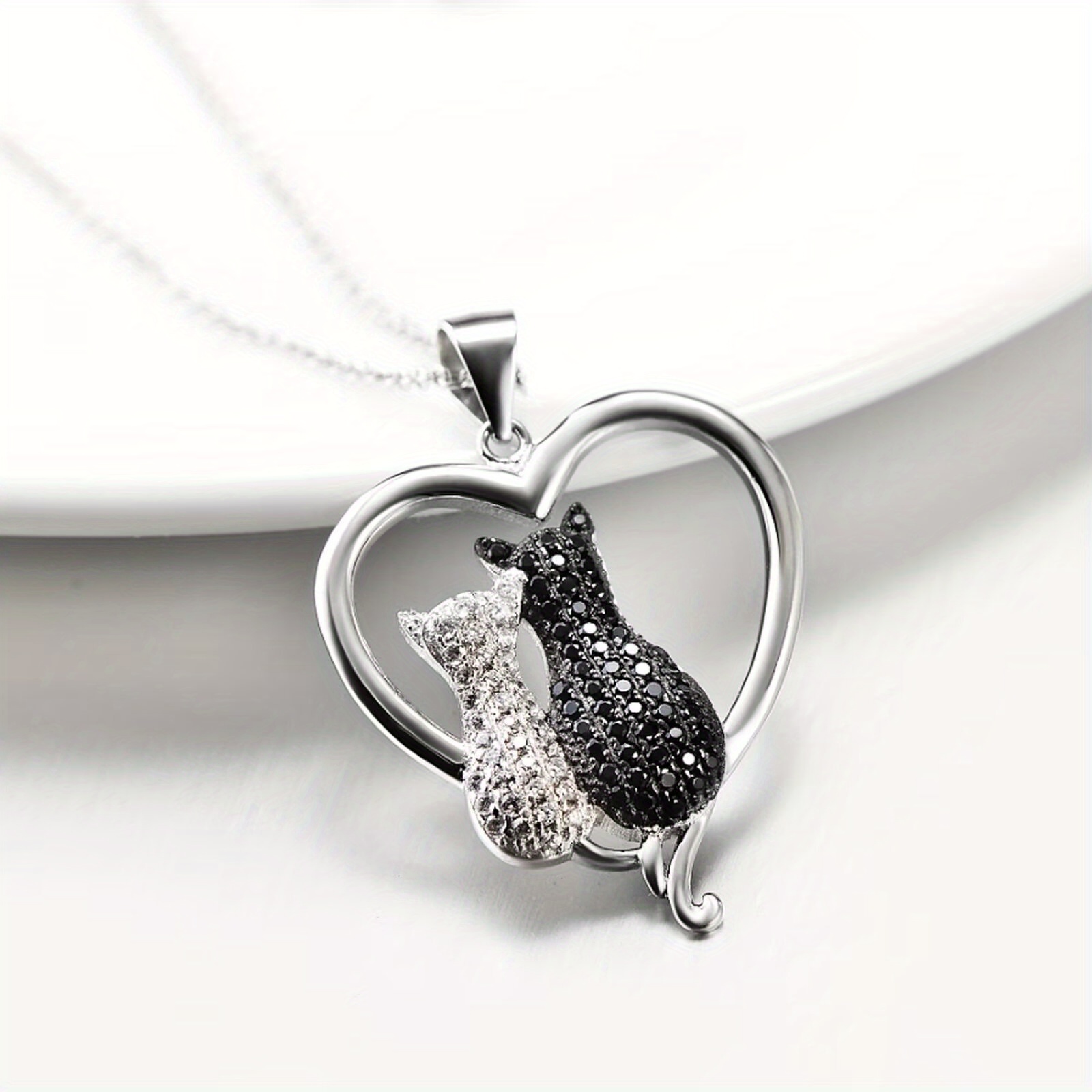 Cat Necklace 925 Sterling Silver Zirconia for Women